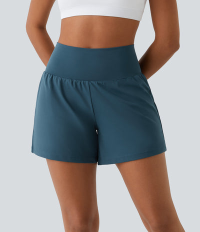 Hilara™ | Short de yoga 2-en-1 taille haute avec poche arrière et poches latérales