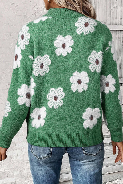 Margaret™| Pull Fleurs avec Design à Demi-Zip