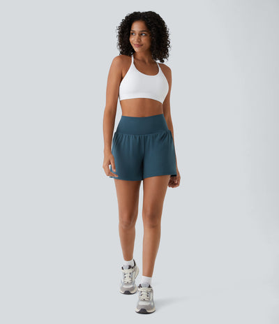 Hilara™ | Short de yoga 2-en-1 taille haute avec poche arrière et poches latérales