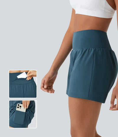 Hilara™ | Short de yoga 2-en-1 taille haute avec poche arrière et poches latérales