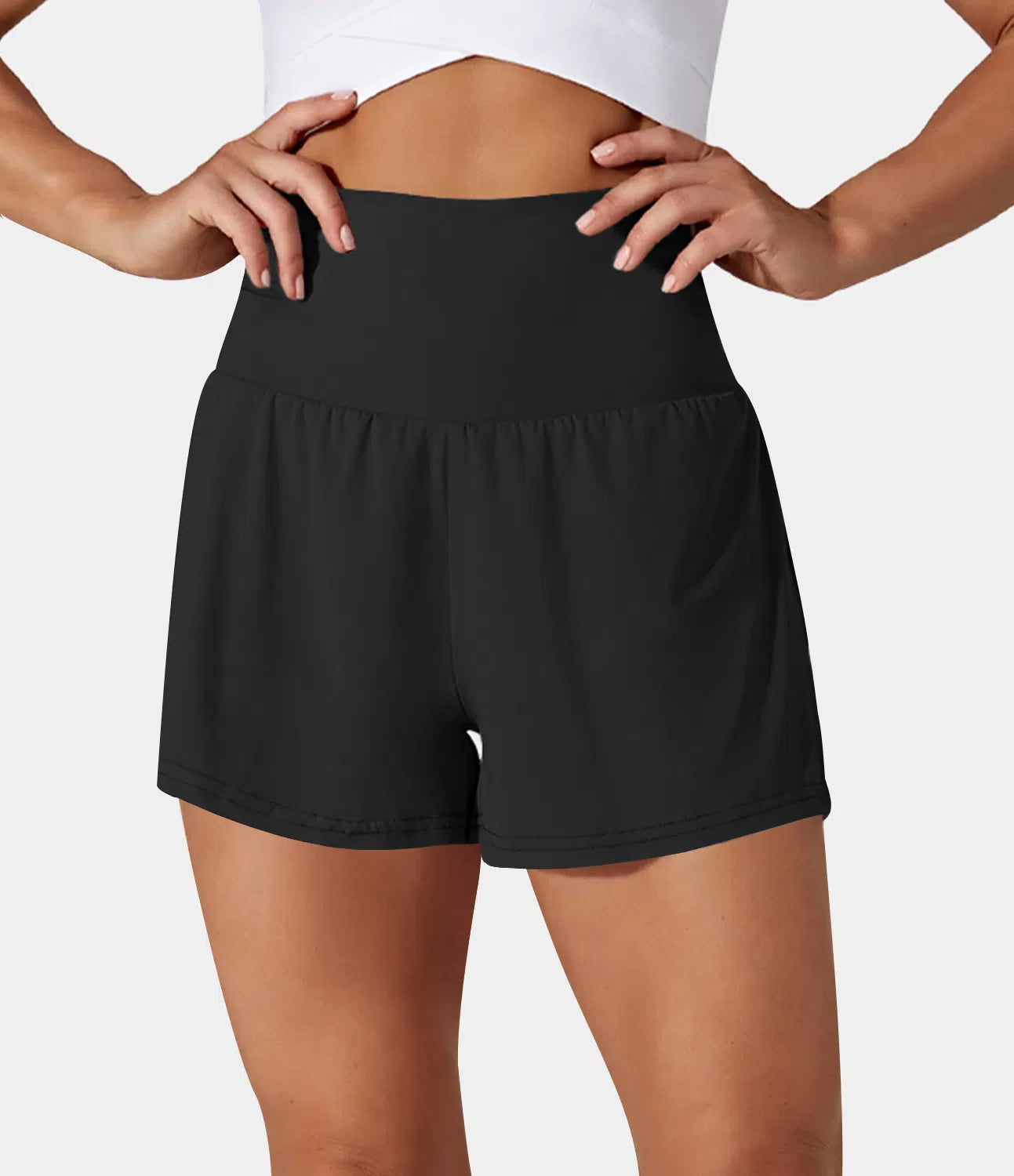 Hilara™ | Short de yoga 2-en-1 taille haute avec poche arrière et poches latérales