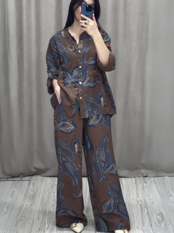Finea™ | Ensemble élégant en coton et lin avec imprimé