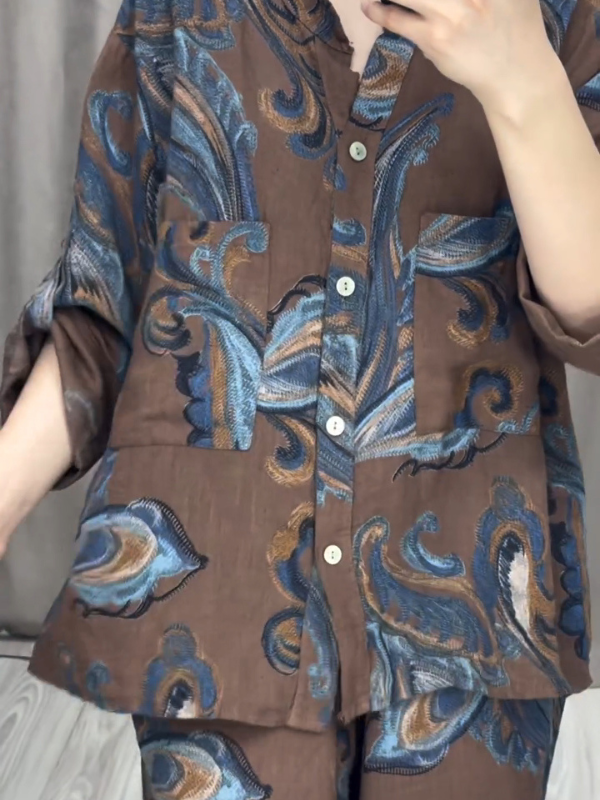 Finea™ | Ensemble élégant en coton et lin avec imprimé