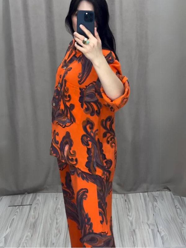 Finea™ | Ensemble élégant en coton et lin avec imprimé