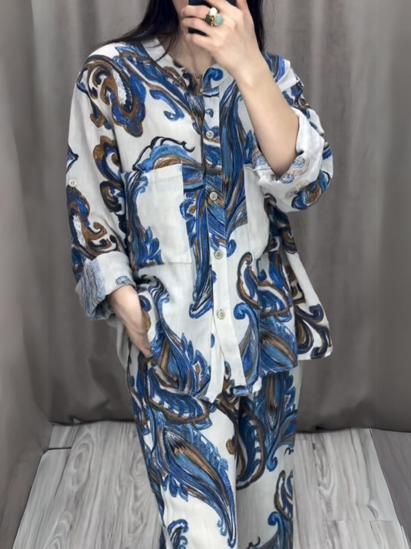 Finea™ | Ensemble élégant en coton et lin avec imprimé