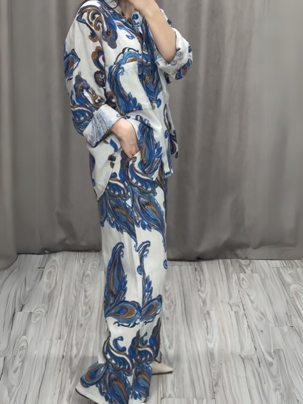 Finea™ | Ensemble élégant en coton et lin avec imprimé